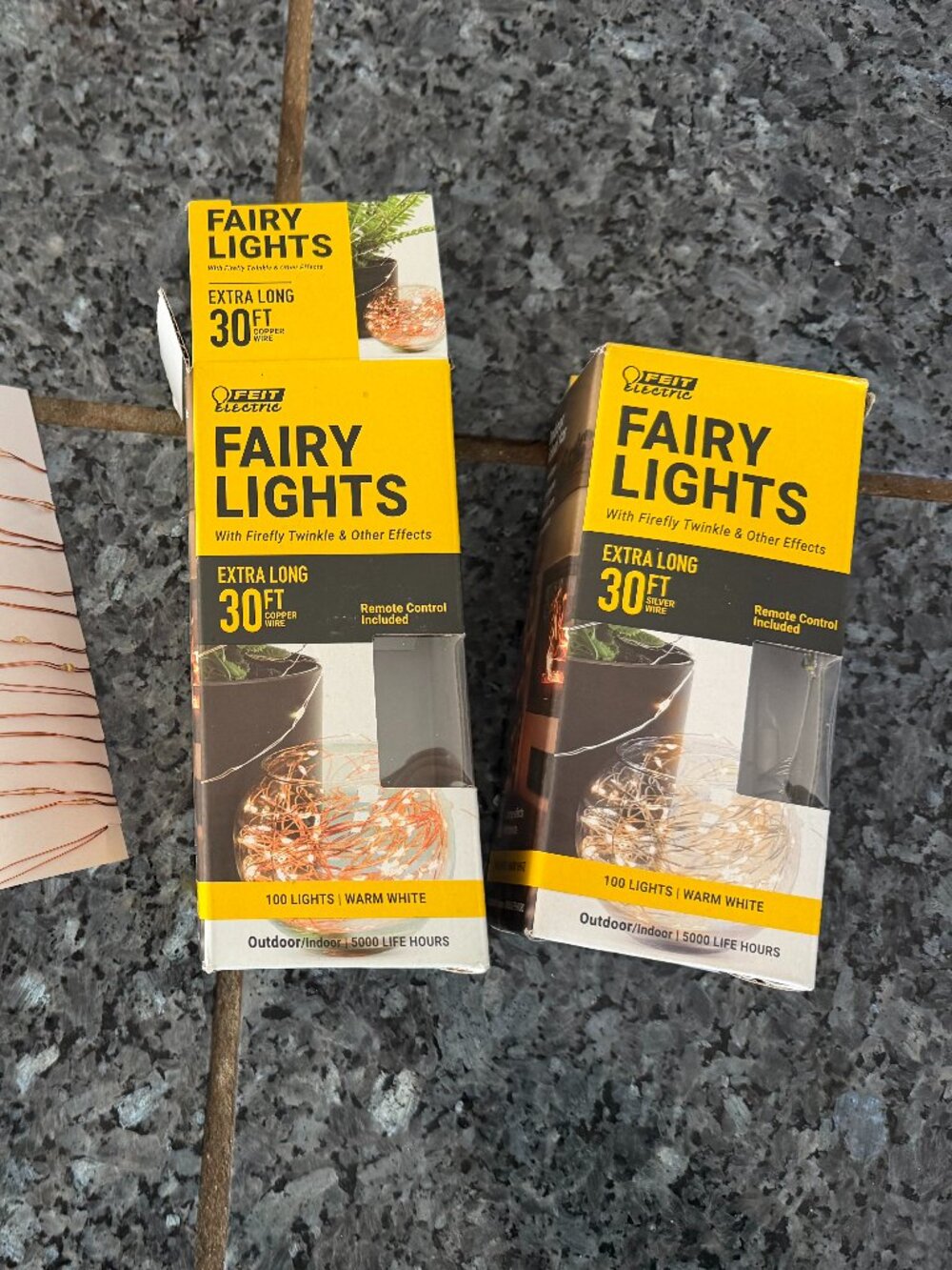 2 boxes FEIT Fairy lights /1 silver 1 copper each string/warm white/new in box